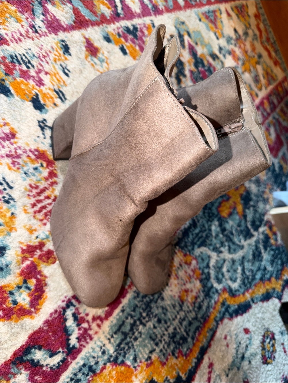 BAMBOO Taupe Suede Ankle Booties